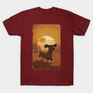 Dachshund Retro Vintage Sunset T-Shirt